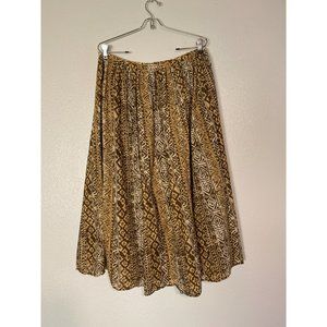 Charter Club Brown and Cream Printed Midi Skirt